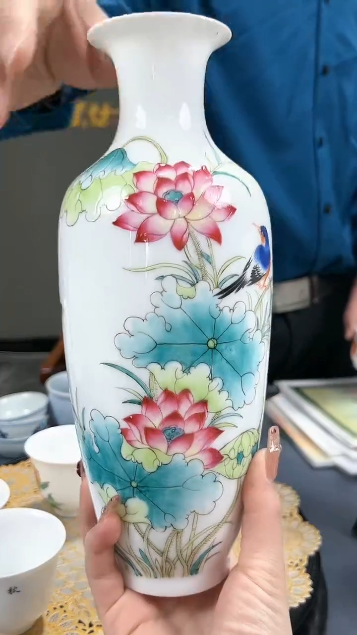 【闪购商品】官窑瓷画院946官窑瓷画院花鸟赏瓶