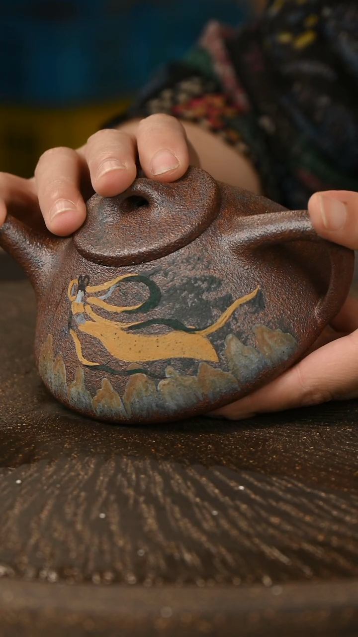 茶壶紫砂478原矿紫砂石乐制作敦煌系列