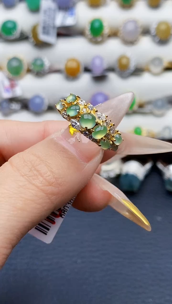 银S925镶嵌戒指翡翠0288