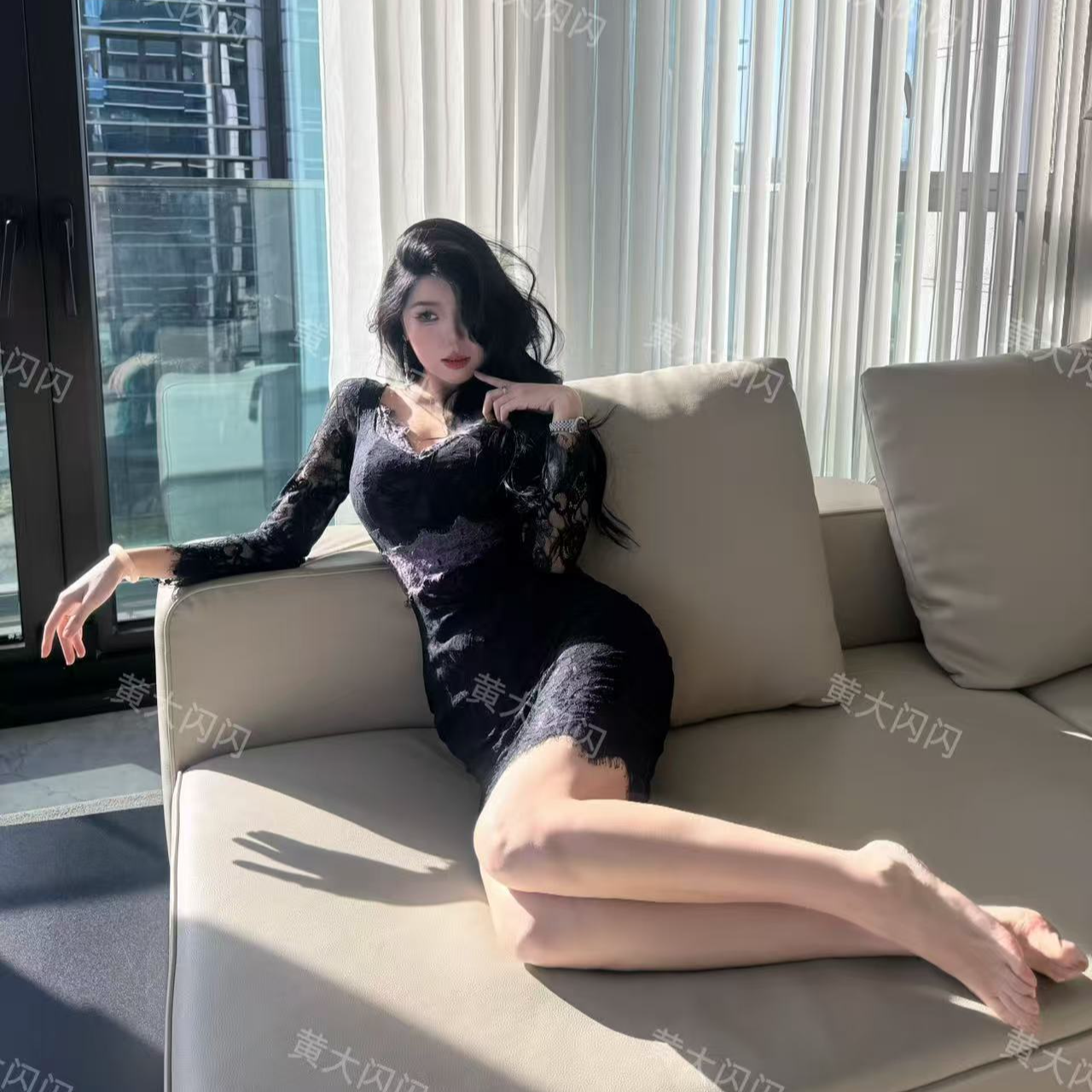 【新店请到张酒窝女装店1号】(黑魅魔)显瘦修身定制连衣裙ZZX5600