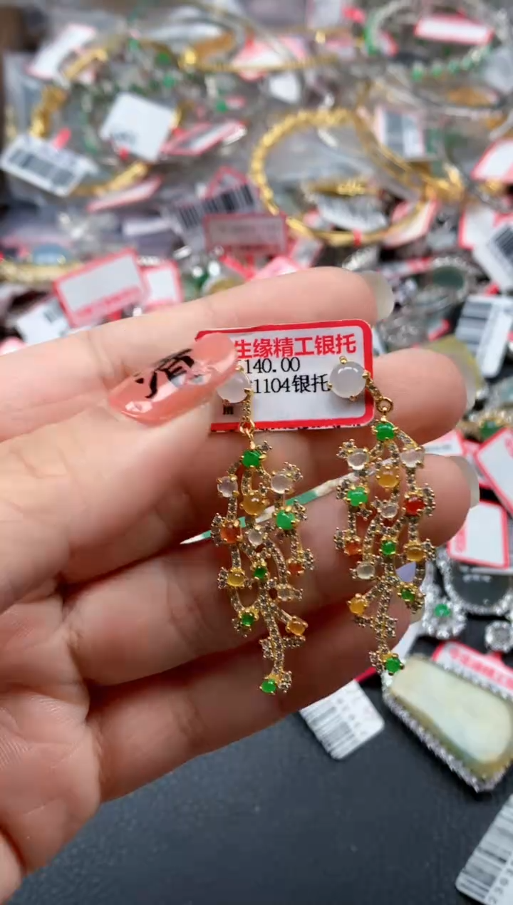 银S925镶嵌戒指翡翠天然A货缅甸翡翠