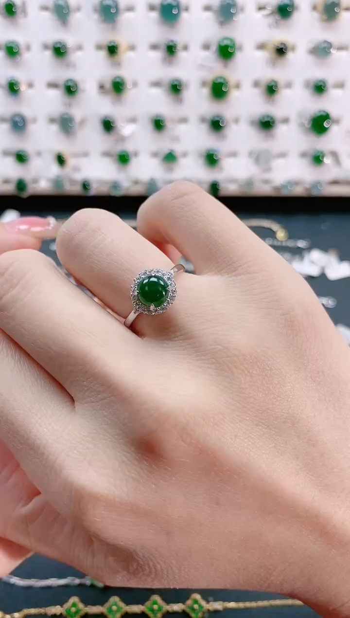 【闪购商品】翡翠戒指银S925镶嵌天然翡翠