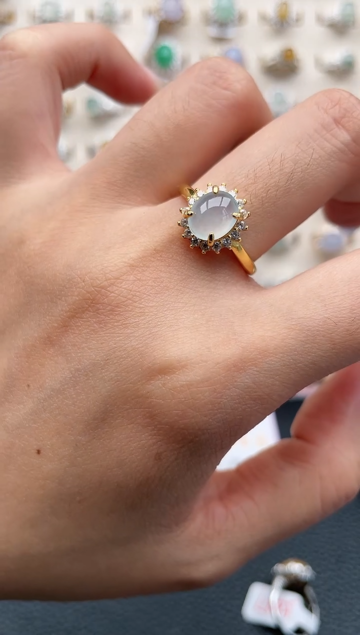 翡翠戒指银S925镶嵌1111