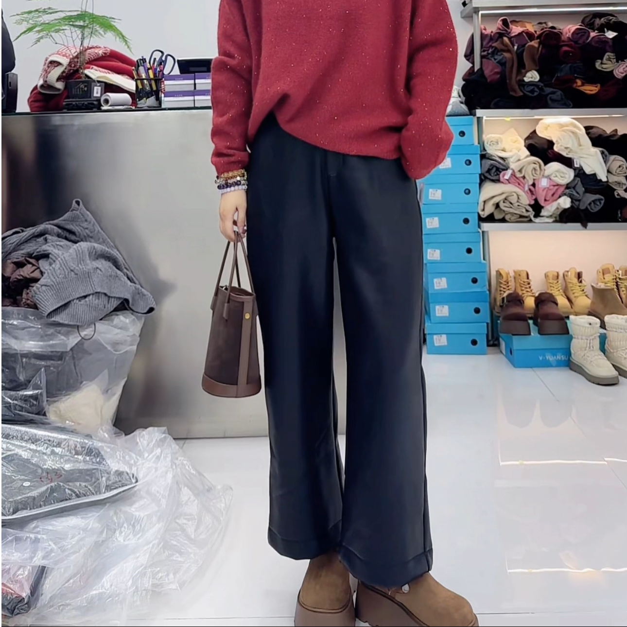 范家欧货时尚休闲皮裤