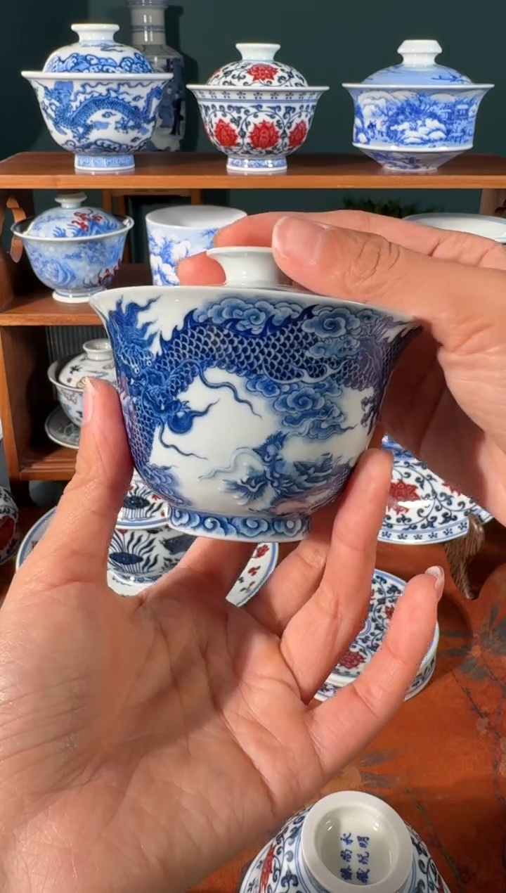 【闪购商品】杯钟家窑苍龙教子盖碗