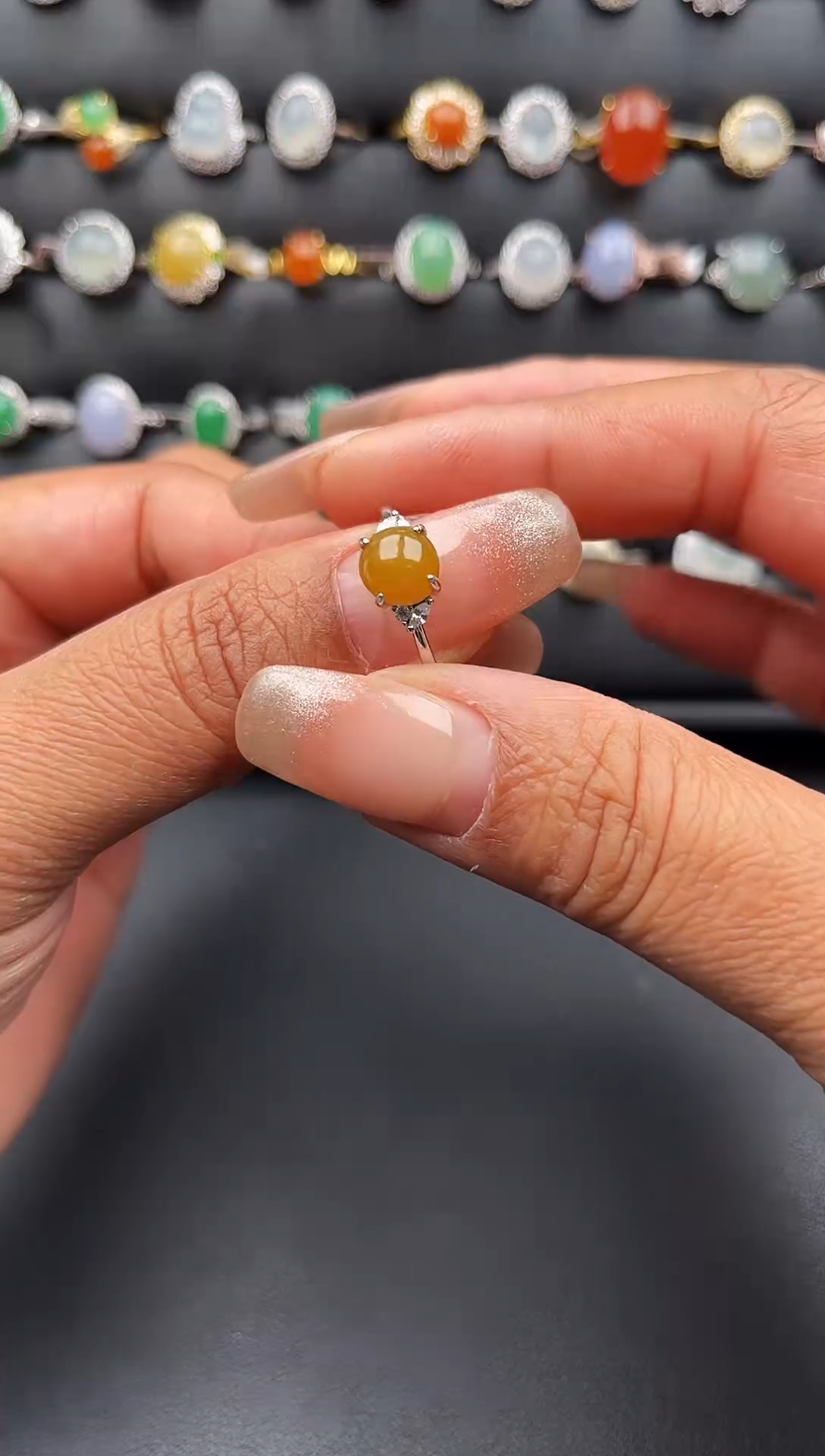 【闪购商品】翡翠戒指银S925镶嵌缅甸天然A货翡翠S925银镶嵌