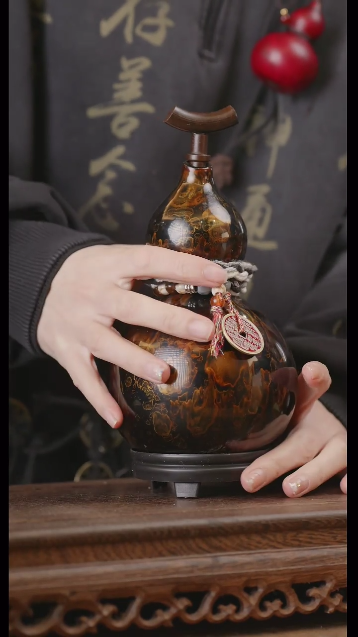 【闪购商品】355号精品天然大漆工艺防渗内胆酒葫芦~