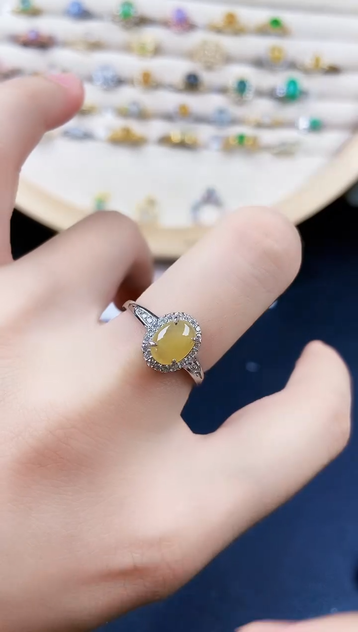 翡翠戒指银S925镶嵌425425425