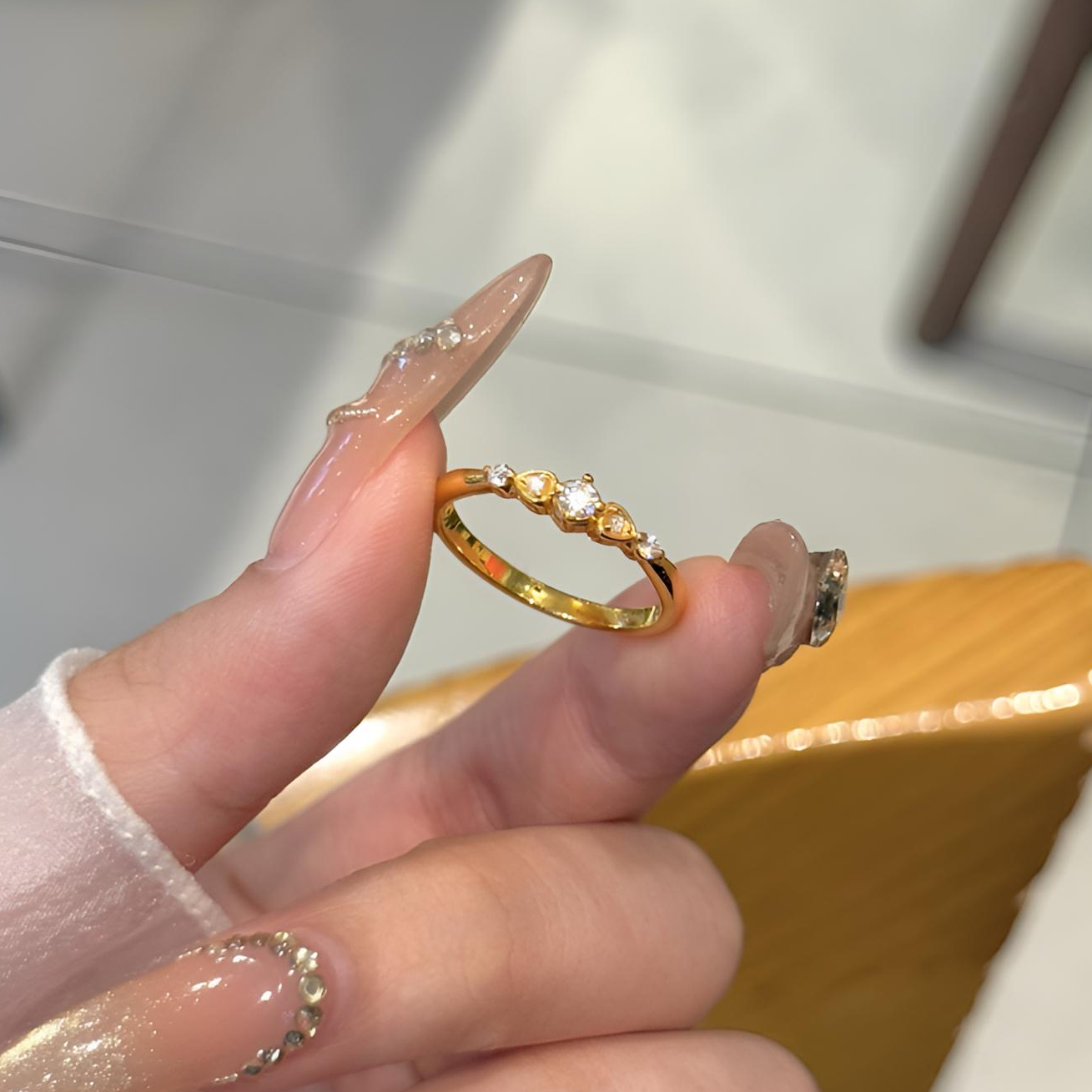 足金999 6D点钻排戒黄金戒指 简约轻奢百搭时尚耐看经典饰品