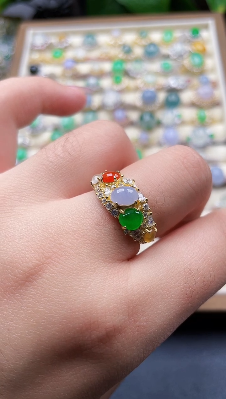 银S925镶嵌戒指翡翠114