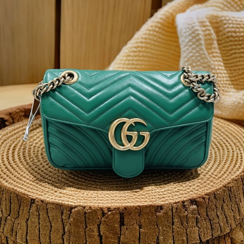 95新 GUCCI/古驰  绿色马蒙链条单肩包 1880 5738 