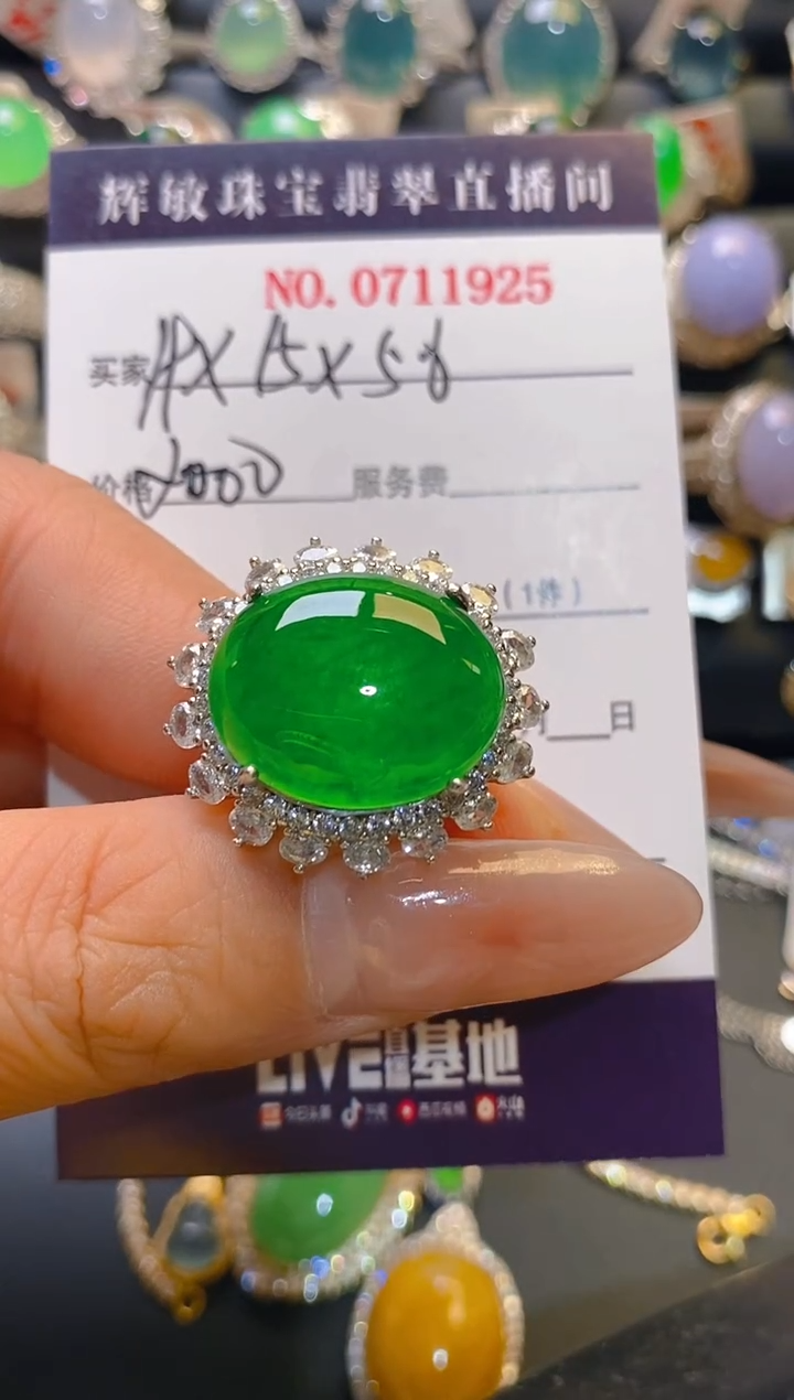 【闪购商品】翡翠耳饰银S925镶嵌天然A货翡翠1