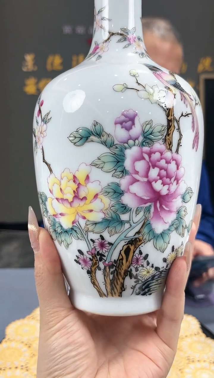 【闪购商品】官窑瓷画院553官窑瓷画院花鸟赏瓶