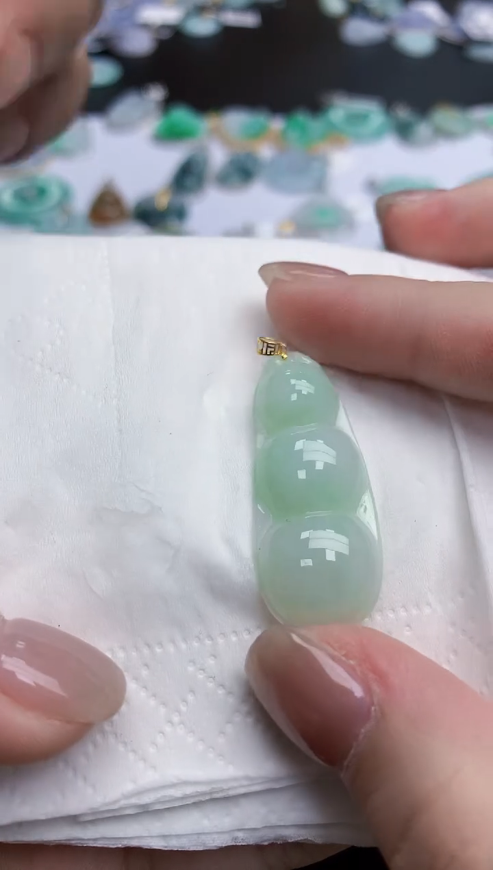 【闪购商品】翡翠颈饰18K金镶嵌天然缅甸翡翠A货