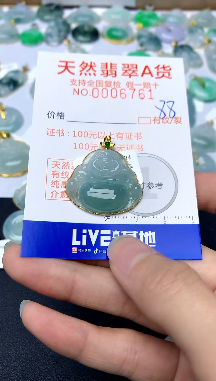 【闪购商品】翡翠颈饰18K金镶嵌88天然A货翡翠