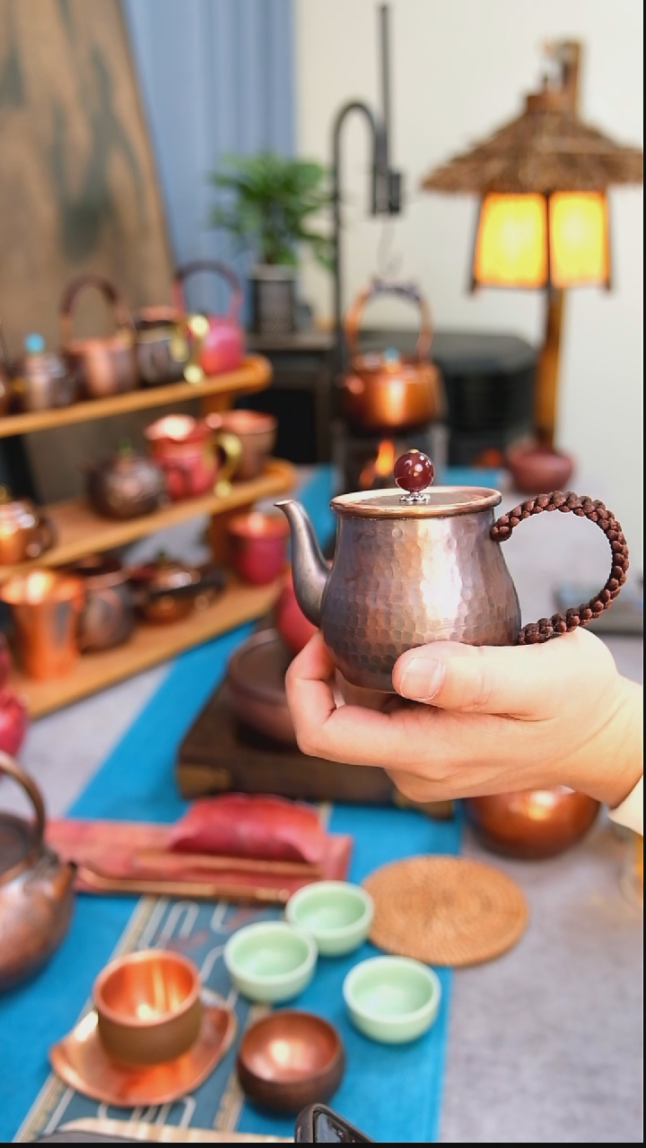 T2紫铜复古色小泡壶250cc容量