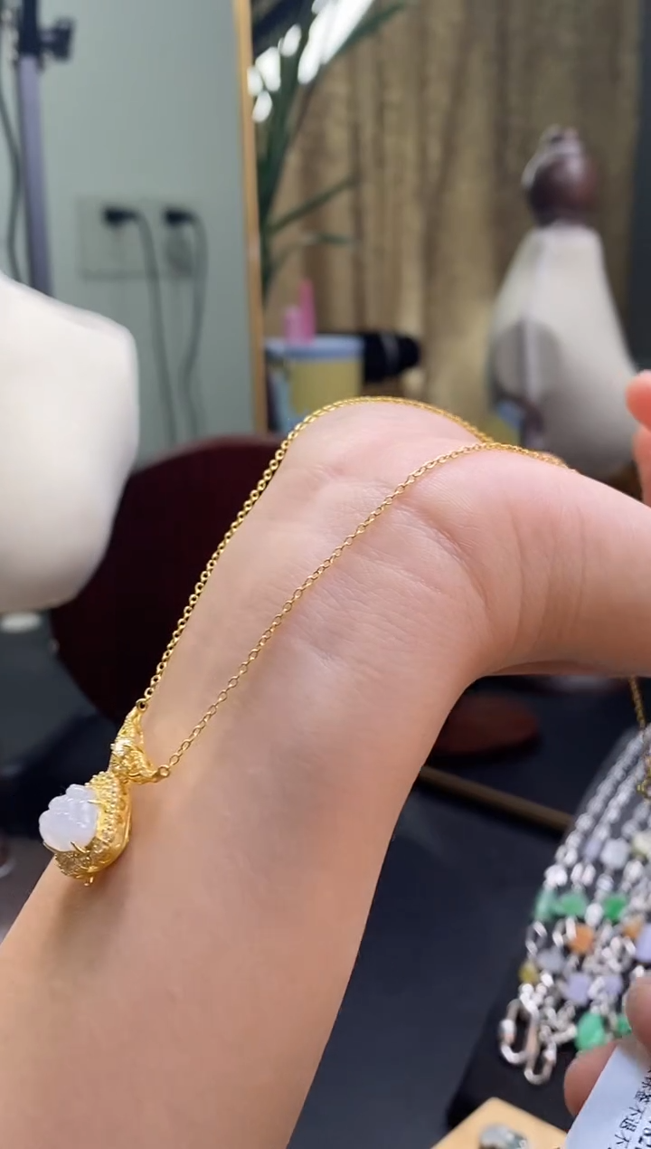 颈饰银S925镶嵌翡翠15195