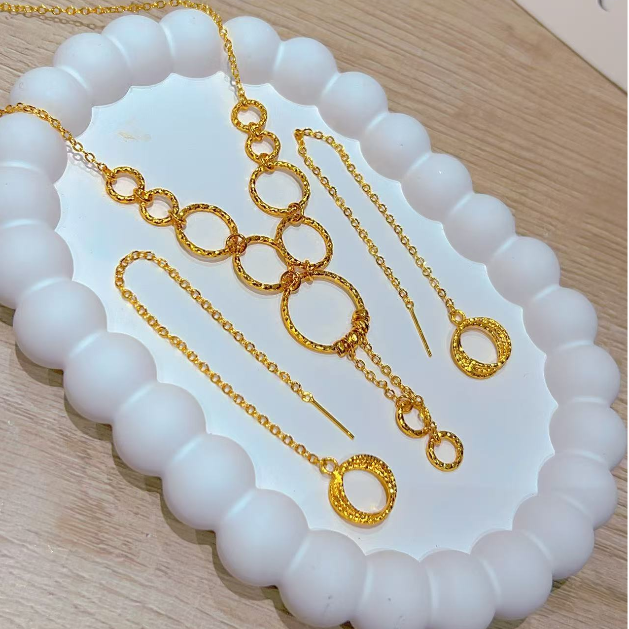 钛钢项链 【MissAy】铜合金套装百搭项链气质耳钉小众520