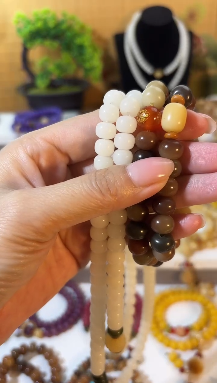 把件菩提根/象牙果卡7*9白色八大守护普贤（属龙）