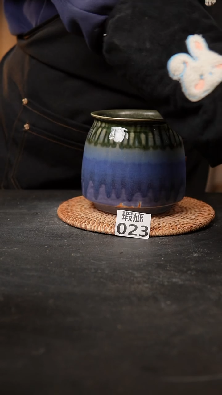 【闪购商品】瓷片023泥泥手工花盆口10高14