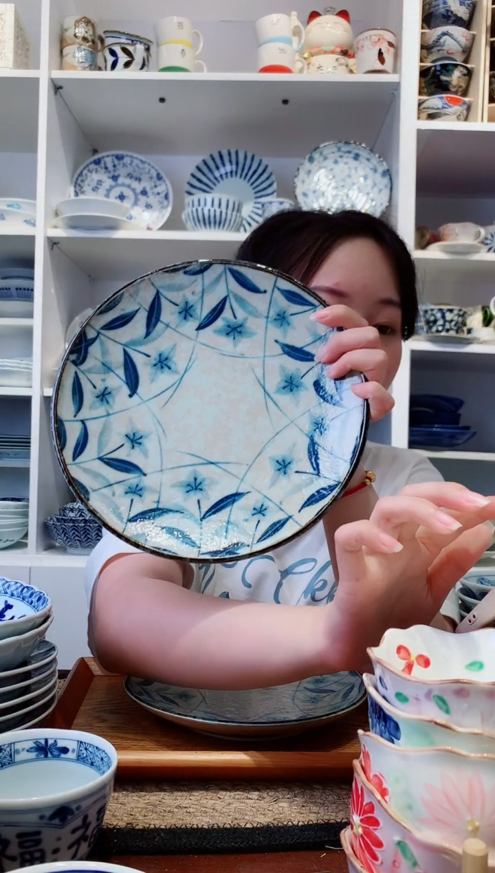 陶瓷黄泥桔梗大平盘