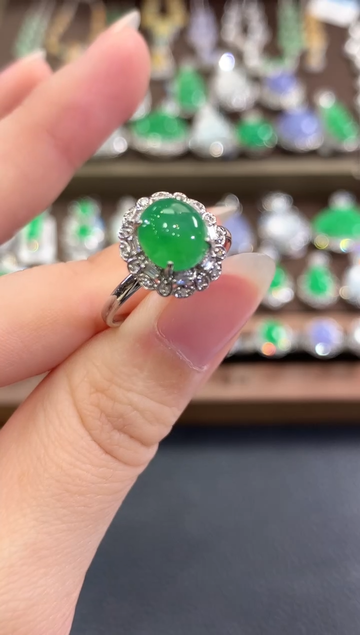 18K金镶嵌戒指翡翠b167  多样性一件发货