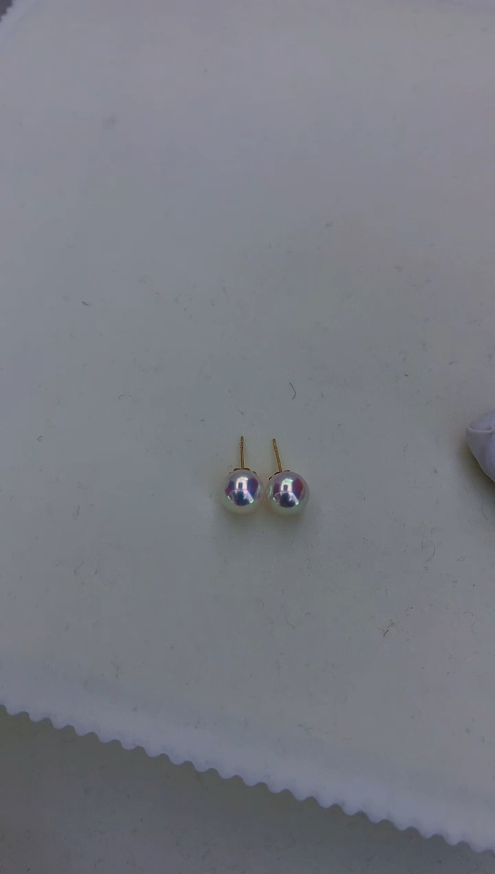 18K金镶嵌海水珍珠饰品8-8.5素钉定制