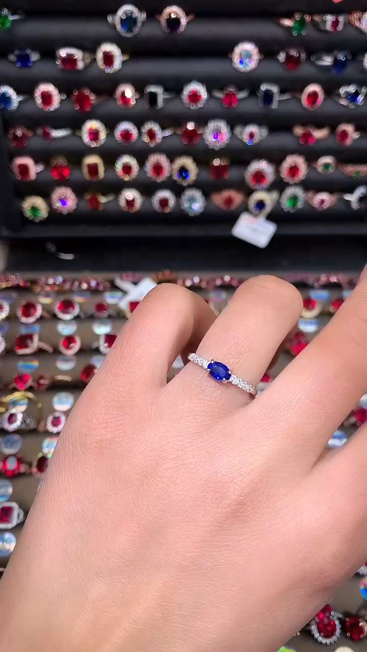 【闪购商品】蓝宝石戒指银S925镶嵌银色4.6