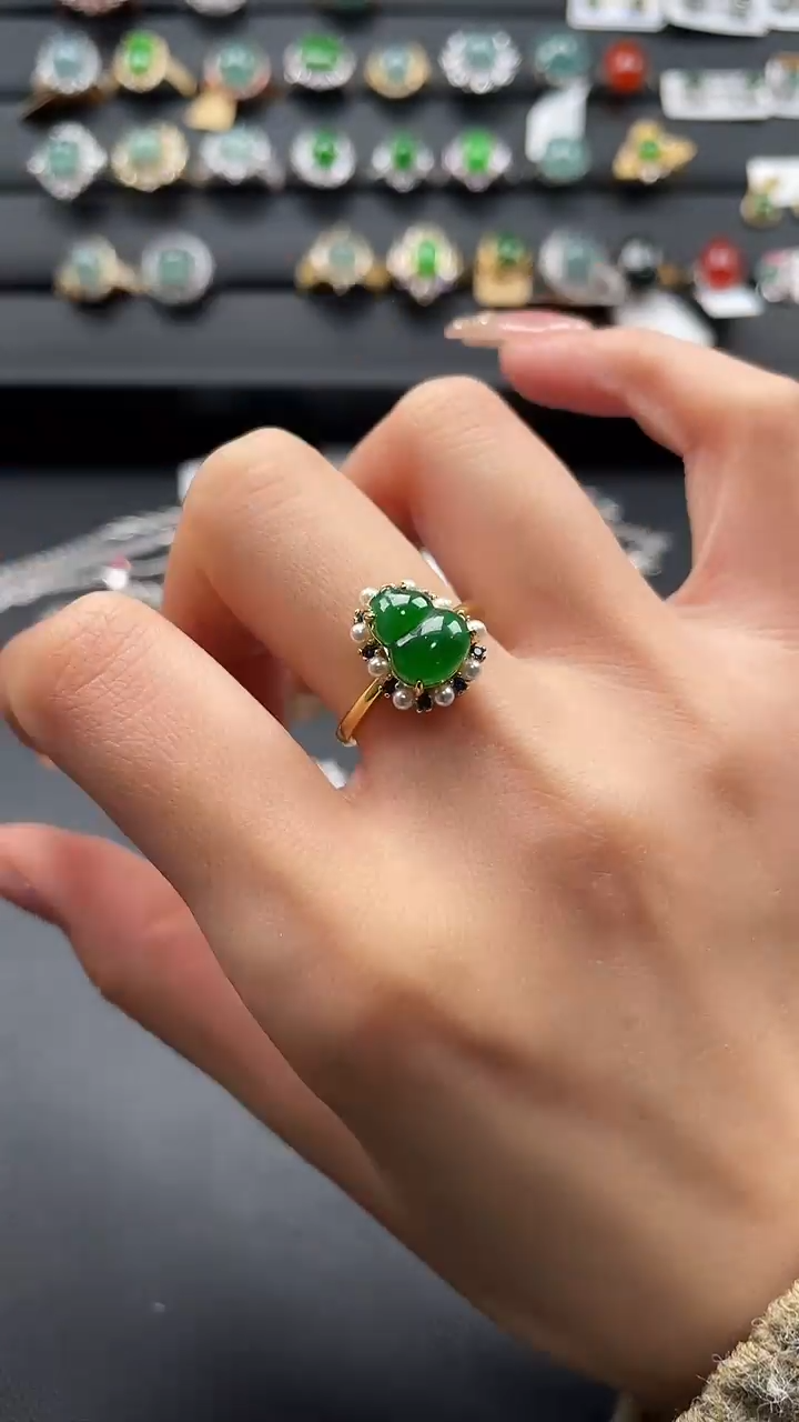 【闪购商品】翡翠戒指银S925镶嵌76547654