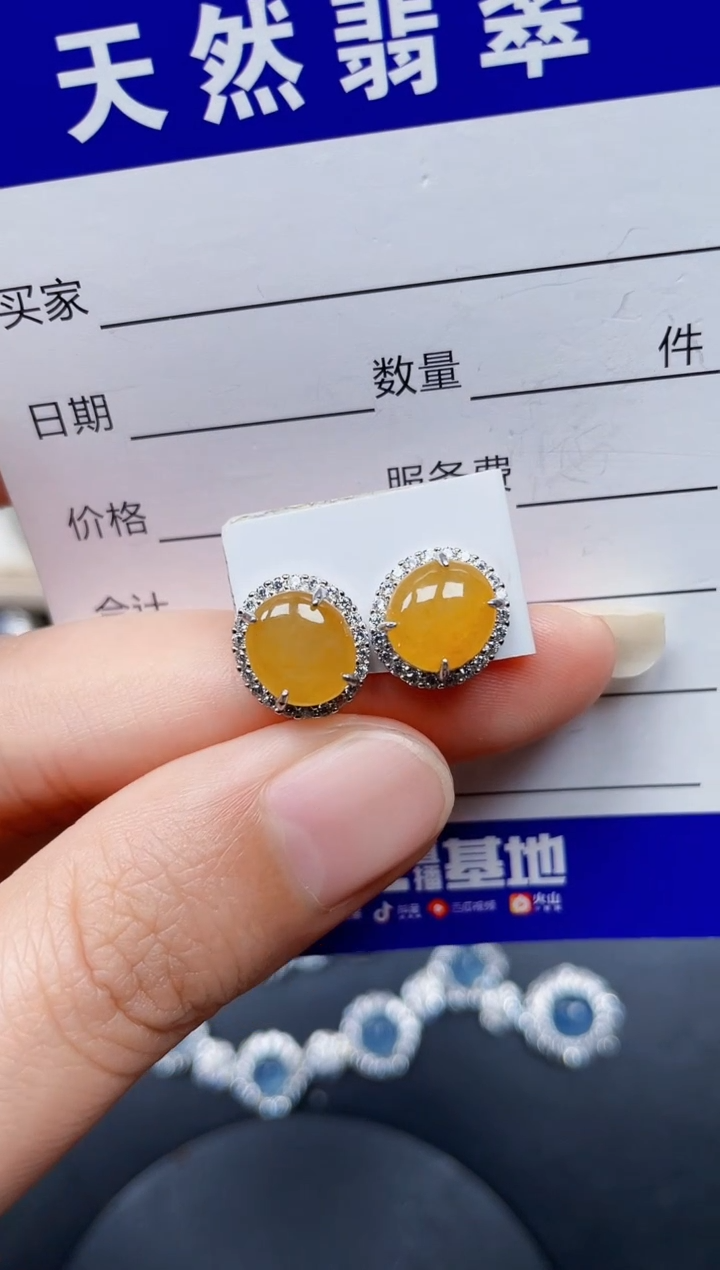 银S925镶嵌翡翠耳饰116