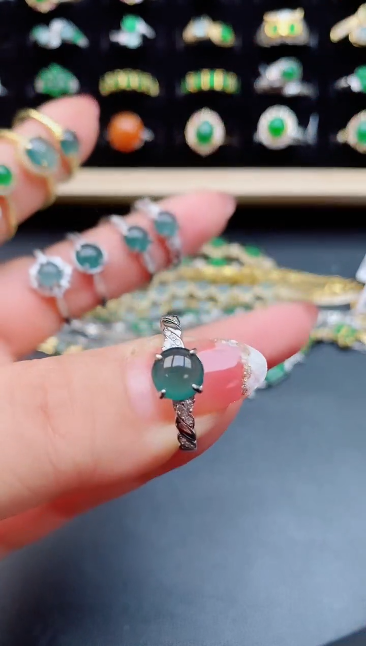 【闪购商品】翡翠戒指银S925镶嵌80505