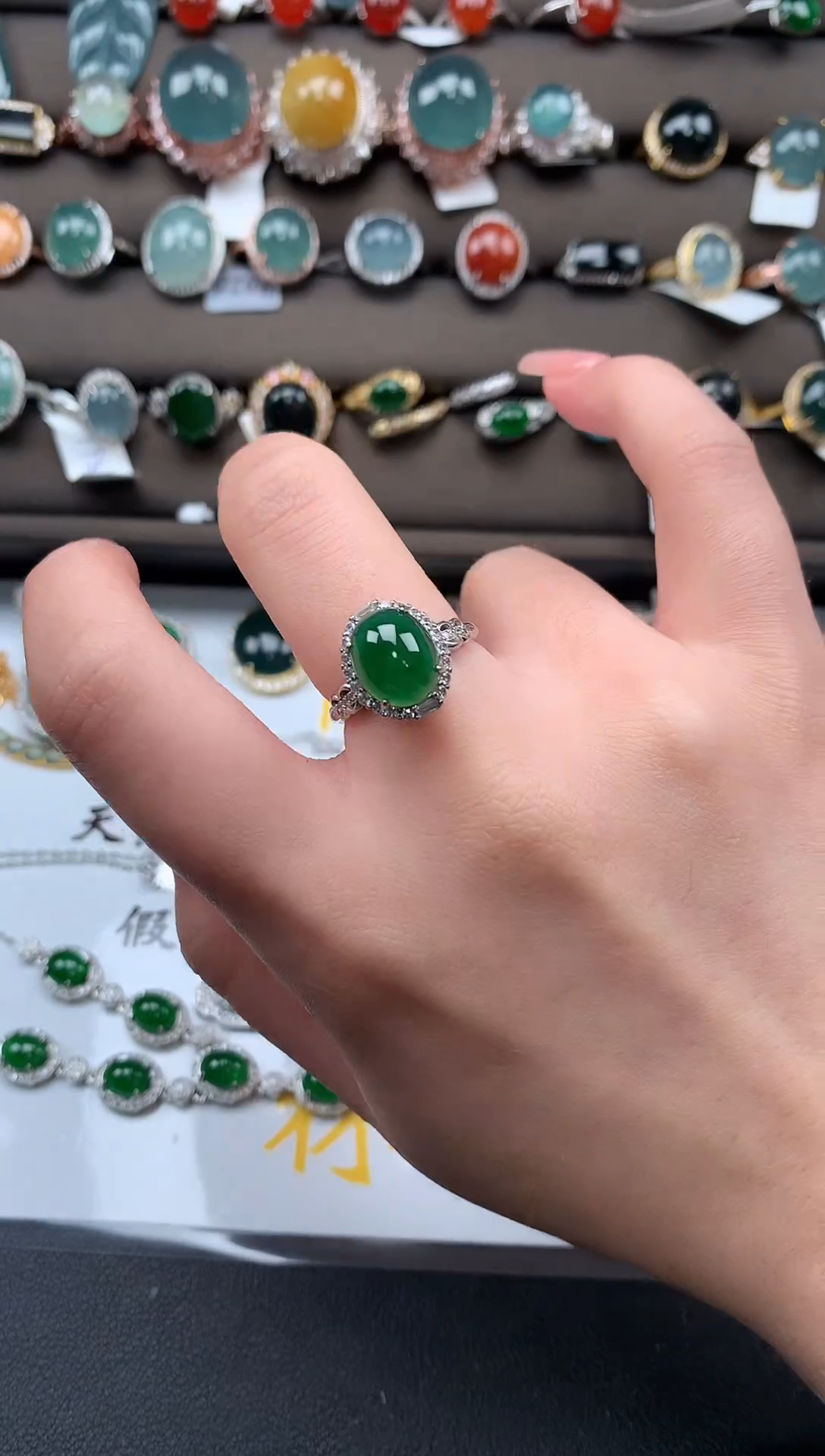 【闪购商品】翡翠戒指银S925镶嵌52114