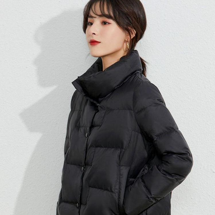 薄款单排扣立领红色灯芯绒羽绒服学生百搭秋冬修身