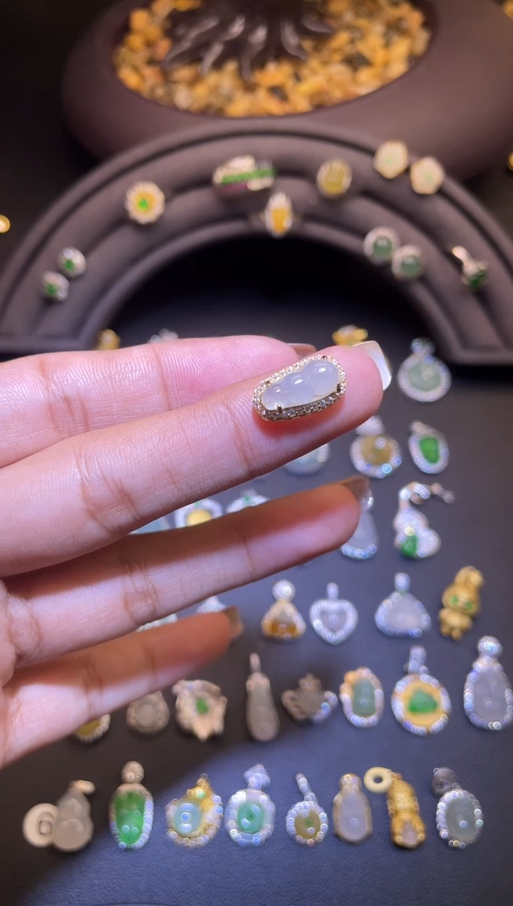 吊坠(不含链)银S925镶嵌翡翠1