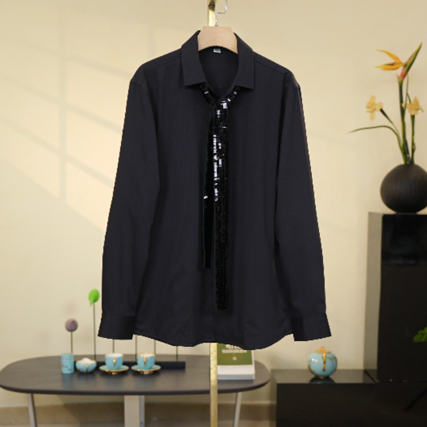 琴姐【鹅绒】冬季保暖黑色休闲白鹅绒休闲百搭衬衣WG0010