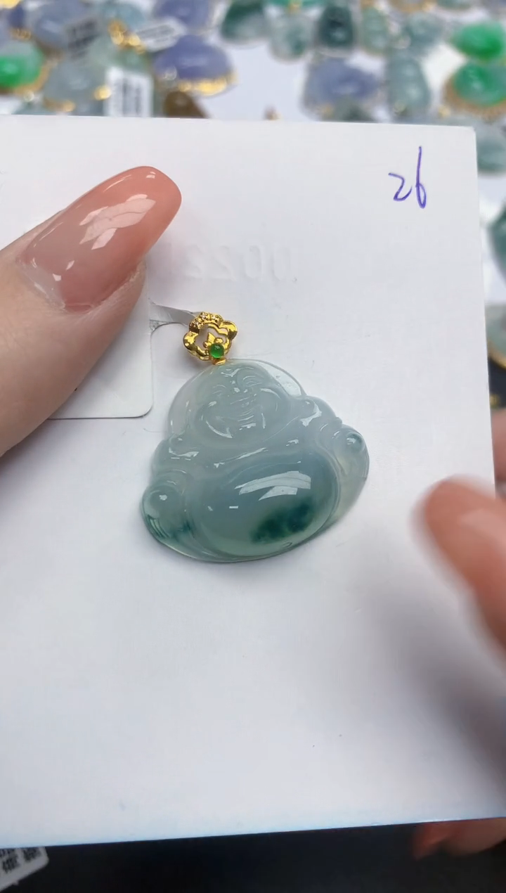 【闪购商品】翡翠颈饰18K金镶嵌天然缅甸翡翠A货