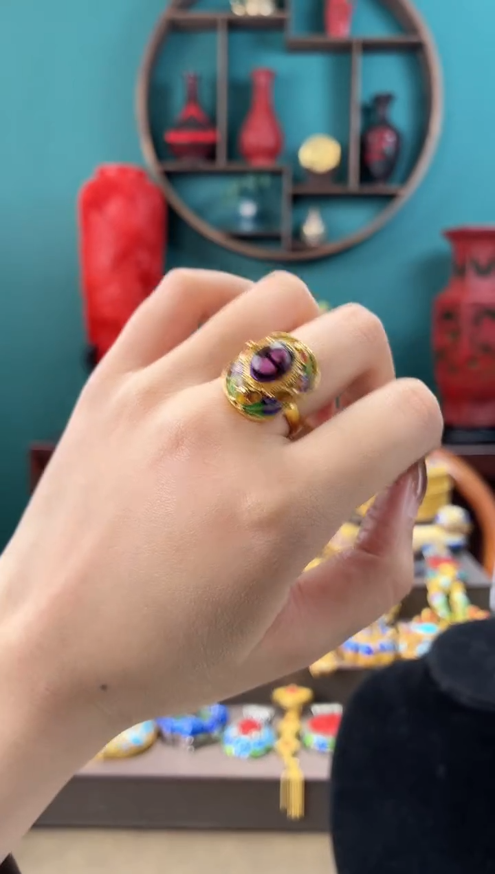 非遗手工花丝镶嵌戒指