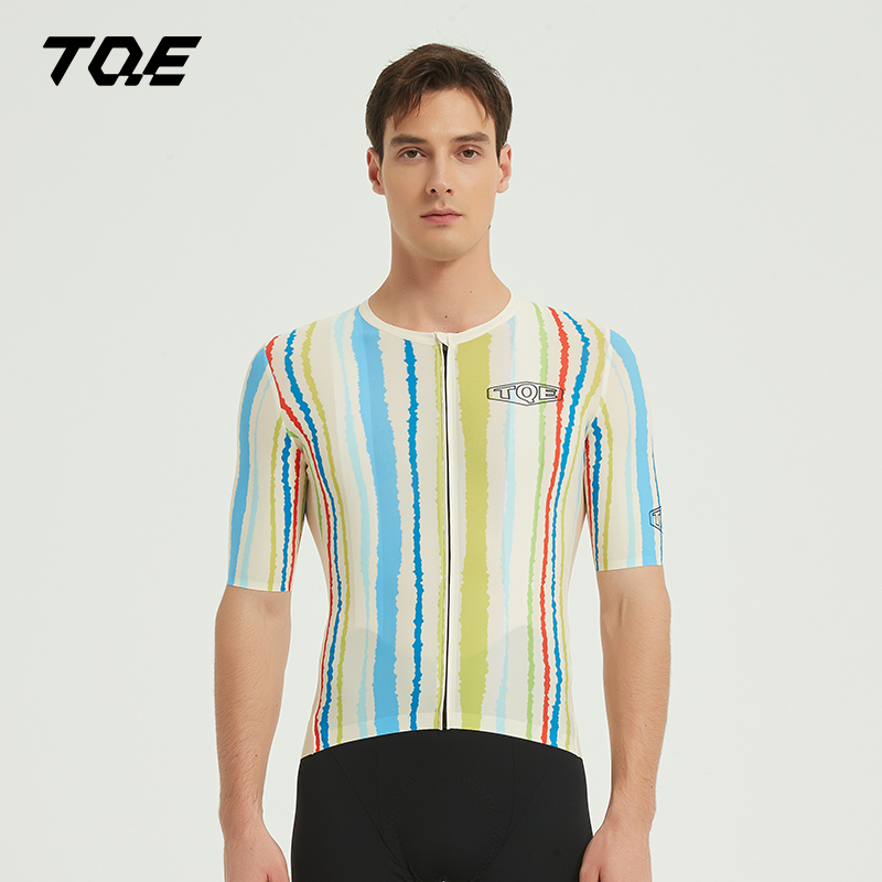 TQE 新款夏季印花公路车骑行服短袖男款速干透气户外骑行上衣