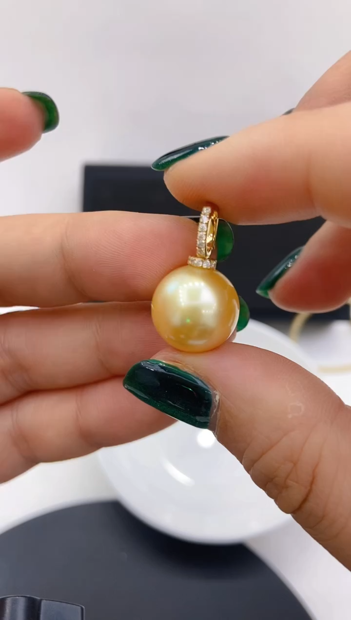 18K金镶嵌海水珍珠吊坠103 13-14mm