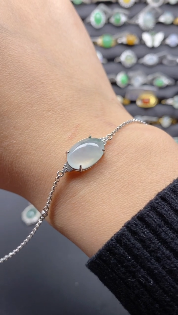 【闪购商品】翡翠手链银S925镶嵌S925银镶嵌翡翠手链