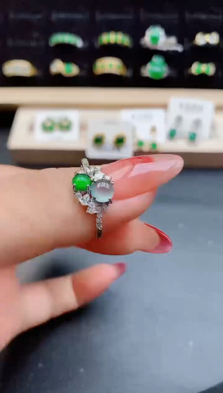 【闪购商品】翡翠戒指银S925镶嵌12121