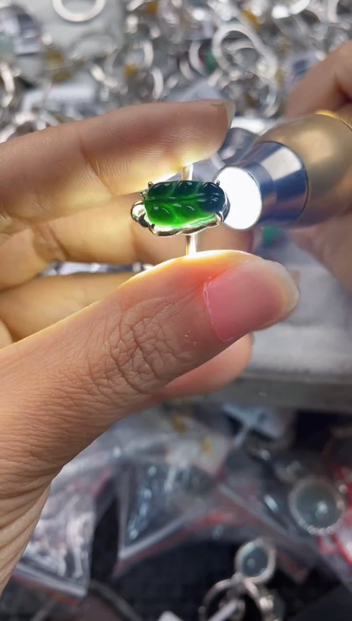 银S925镶嵌戒指翡翠999---2