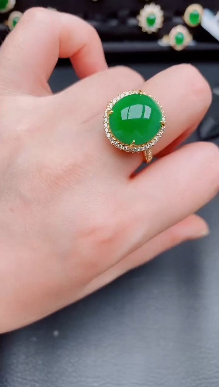 【闪购商品】翡翠戒指银S925镶嵌天然a货翡翠245