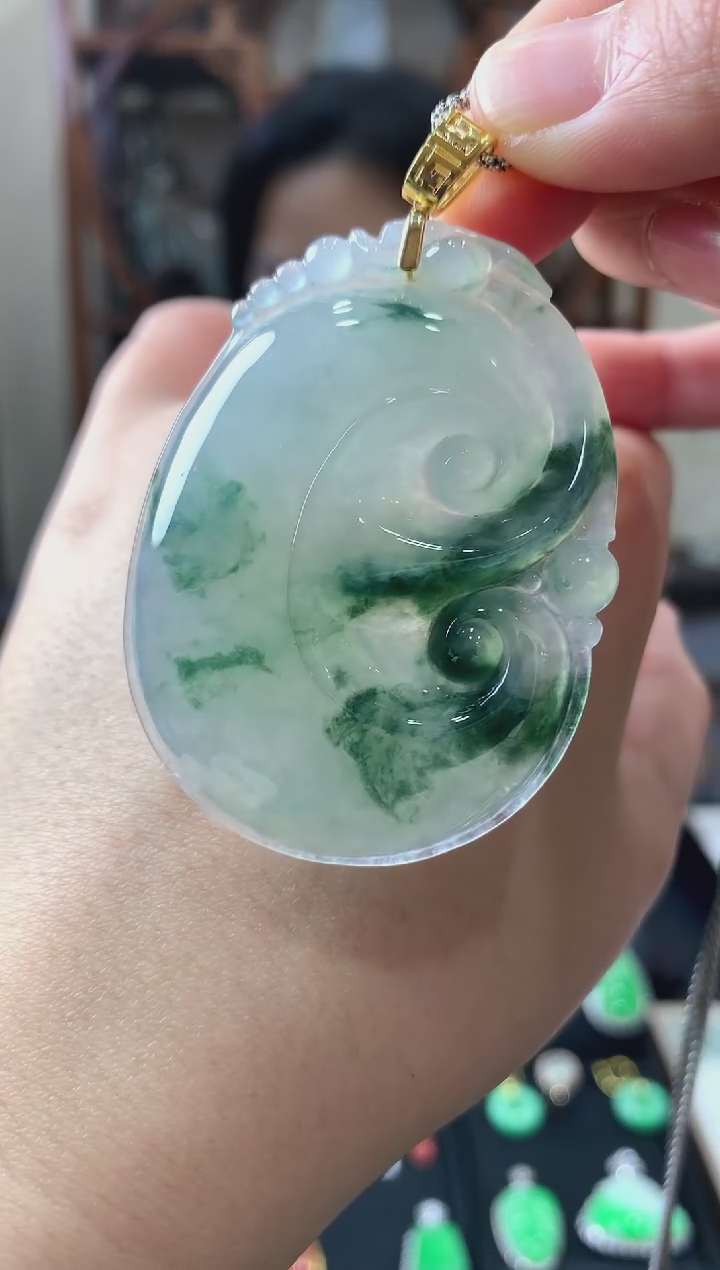 【闪购商品】翡翠吊坠(不含链)18K金镶嵌挂件