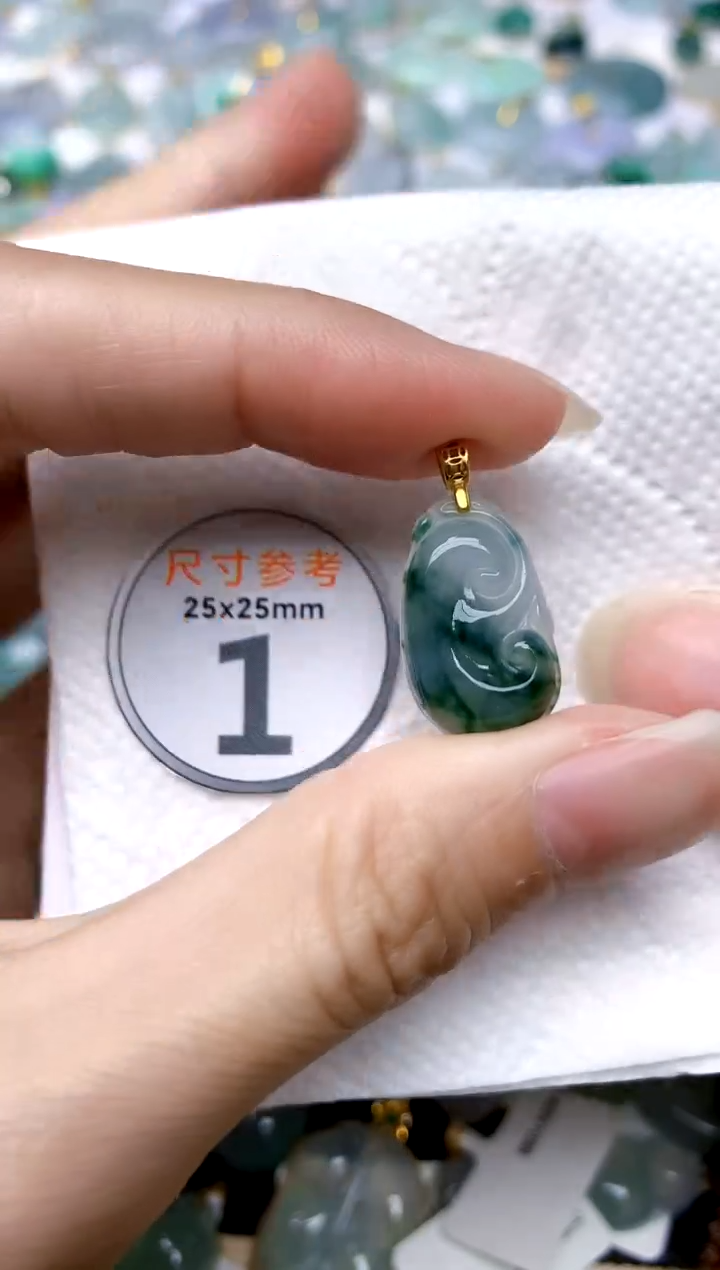 颈饰银S925镶嵌翡翠天然A货翡翠