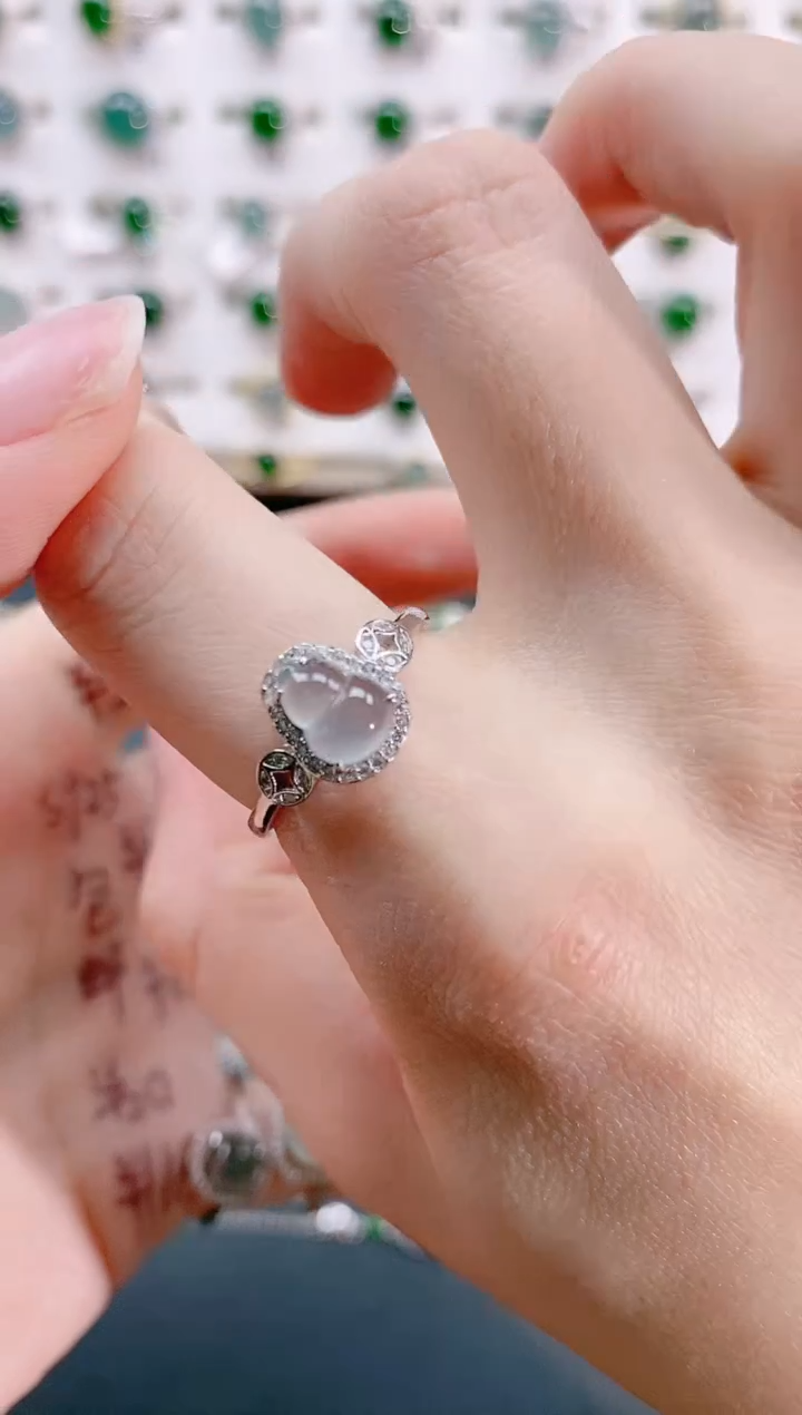 【闪购商品】翡翠戒指银S925镶嵌天然翡翠