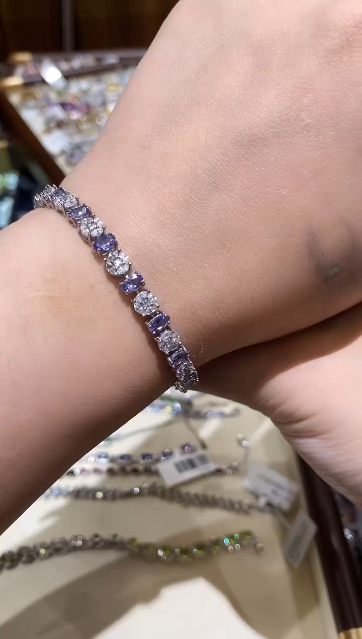 银S925镶嵌手链坦桑石楚楚珠宝中古甄选不退换