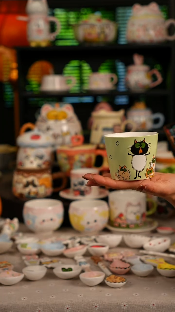 陶瓷无盖款景德镇高温釉下彩纯手绘创意瓷