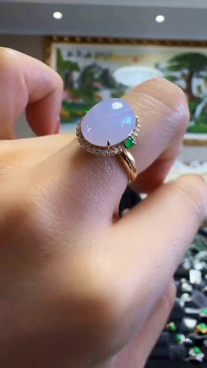 【闪购商品】翡翠戒指18K金镶嵌戒指