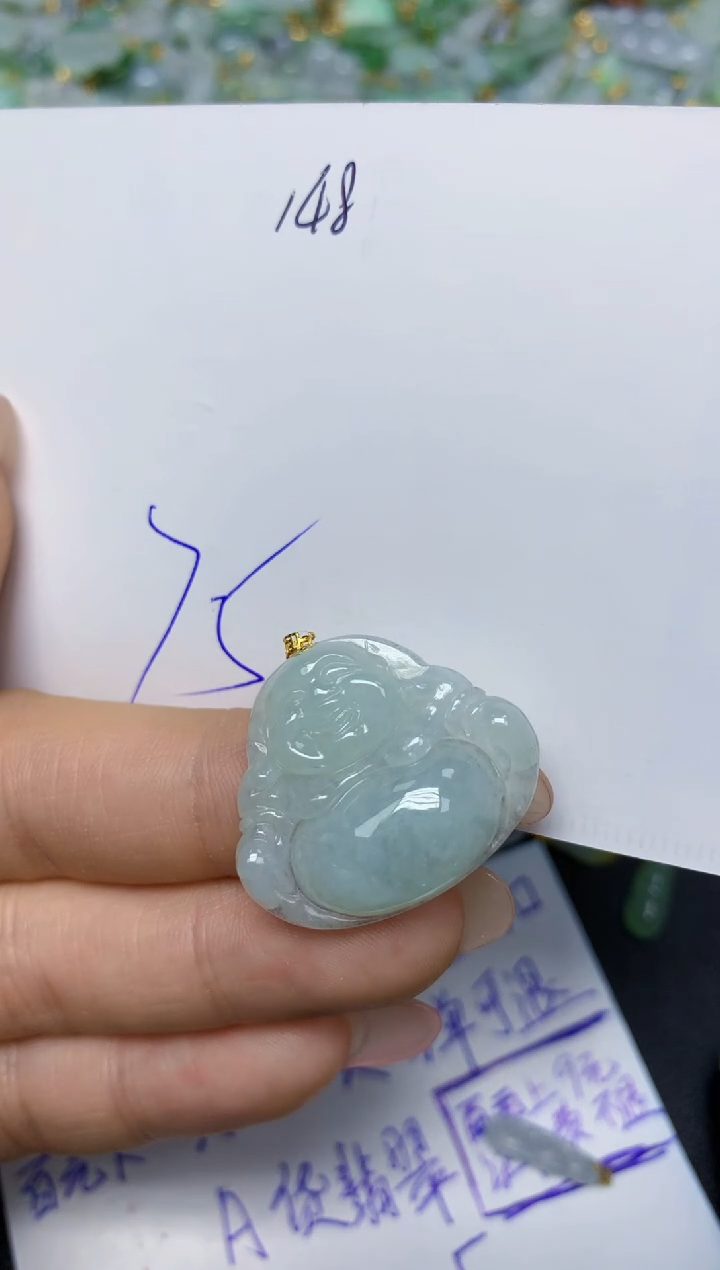 【闪购商品】翡翠挂件18K金镶嵌 天然翡翠A货